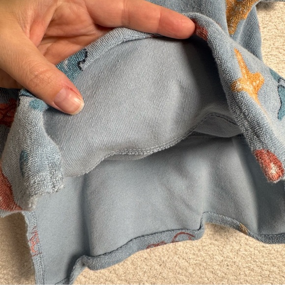 Monica + Andy Under the Sea on Light Blue Terry Cloth Hooded Robe Cover Up 0-12m - Picture 9 of 10